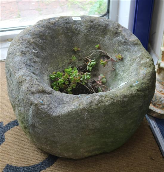 Two circular stone troughs W.50cm approx.